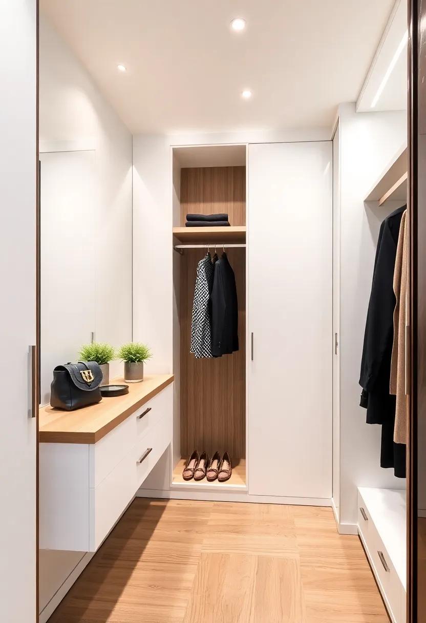 Integrate a dressing area: Position a floating shelf near a full-length mirror for a convenient space to place accessories while dressing