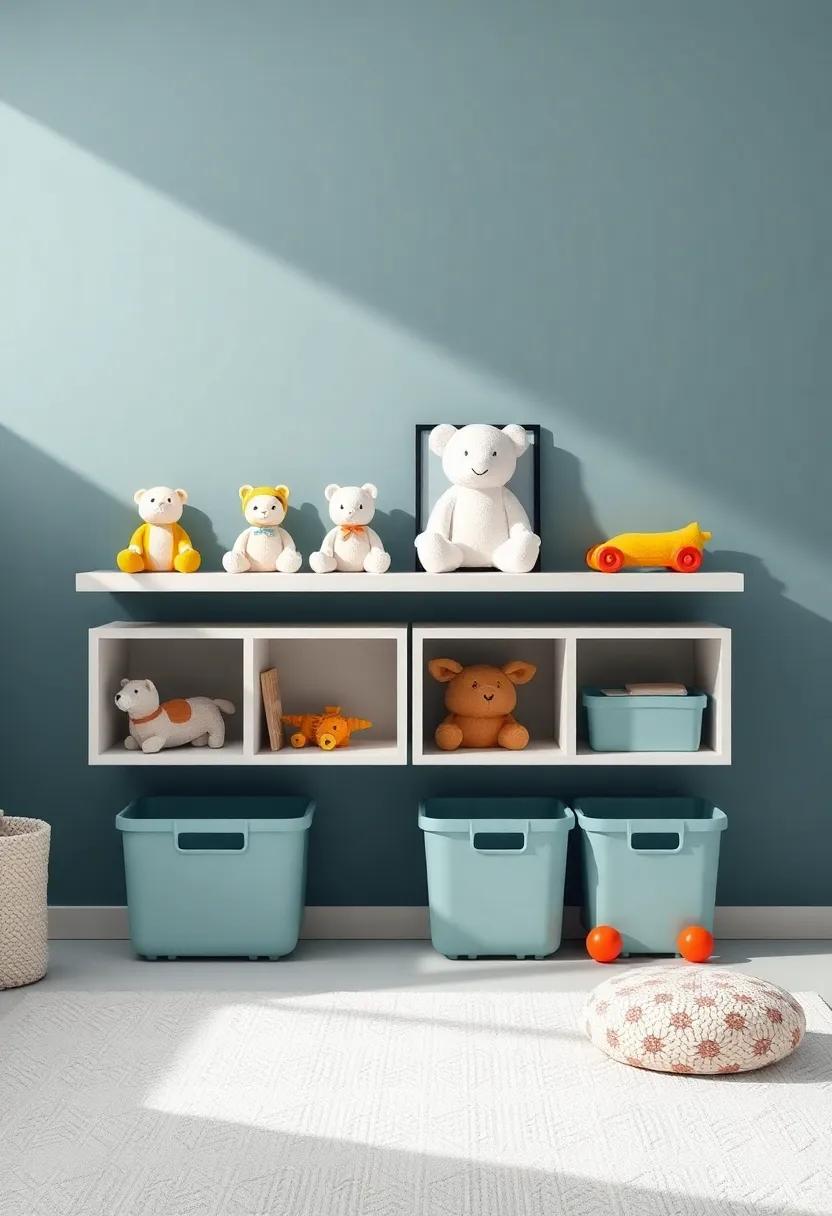 Creative toy storage: Use decorative bins or open shelves to encourage organization while showcasing your child's favorite toys as part of the décor