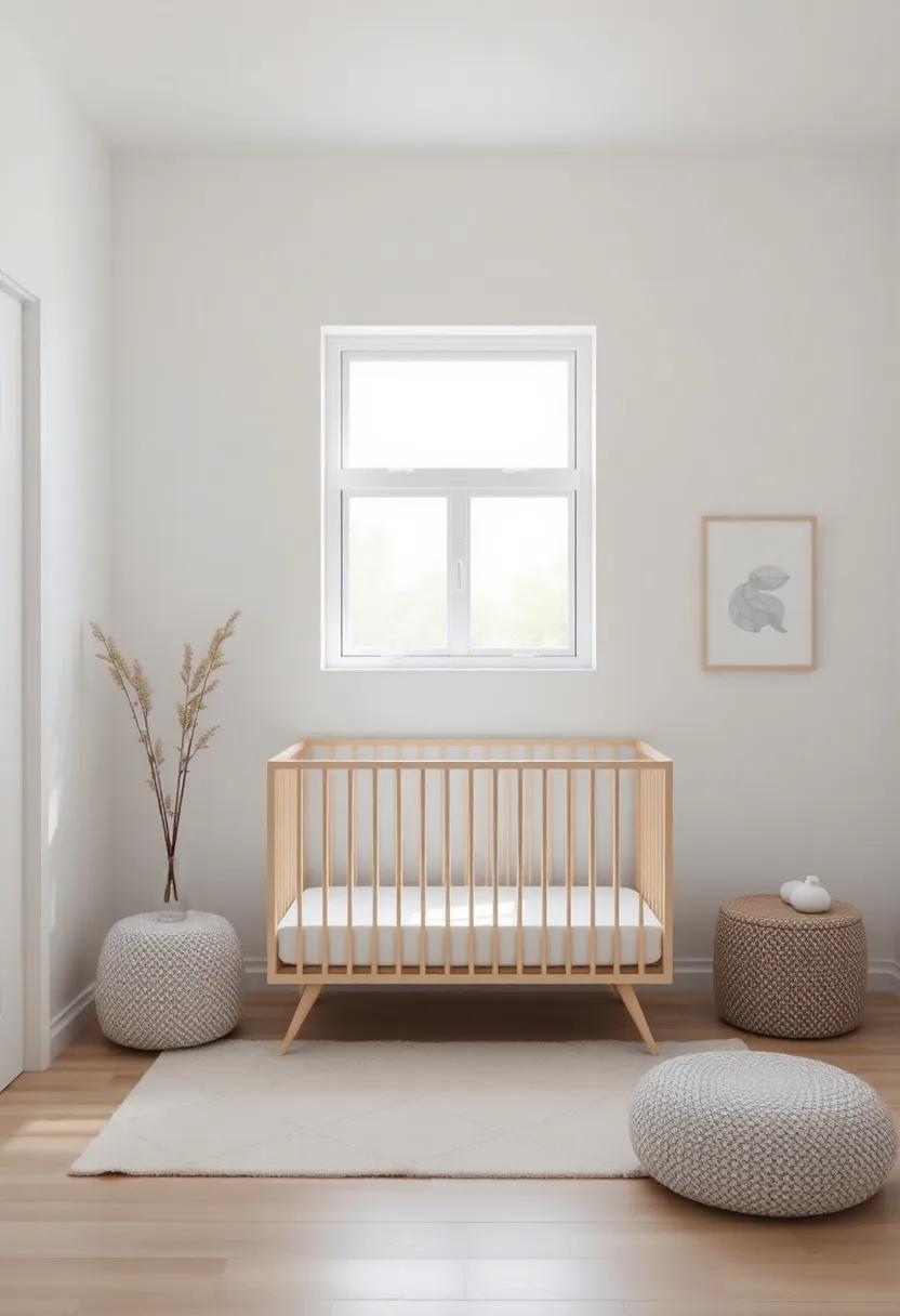 Natural Light: position the crib near windows to take advantage of sunlight, enhancing mood while keeping the space airy and bright