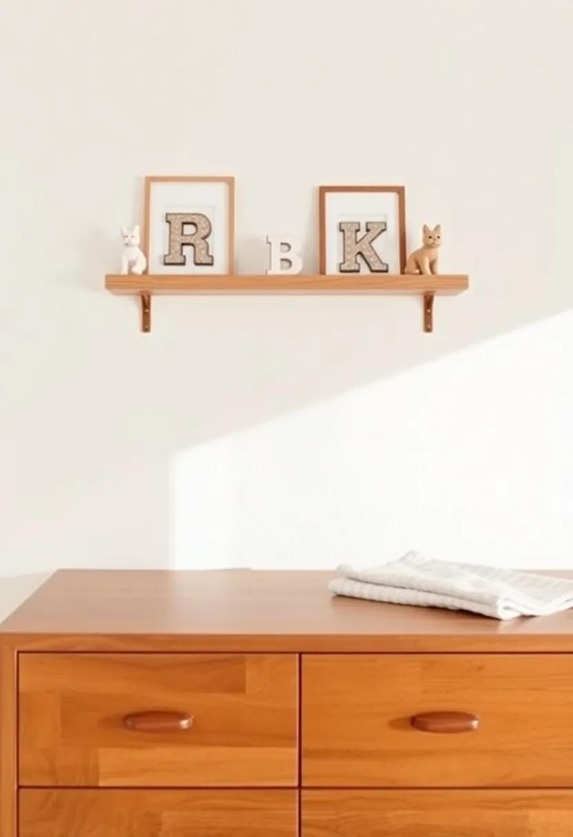 Personalized Keepsakes: Display sentimental items like baby’s first shoes or hand-painted letters that tell a story and make the nursery truly unique