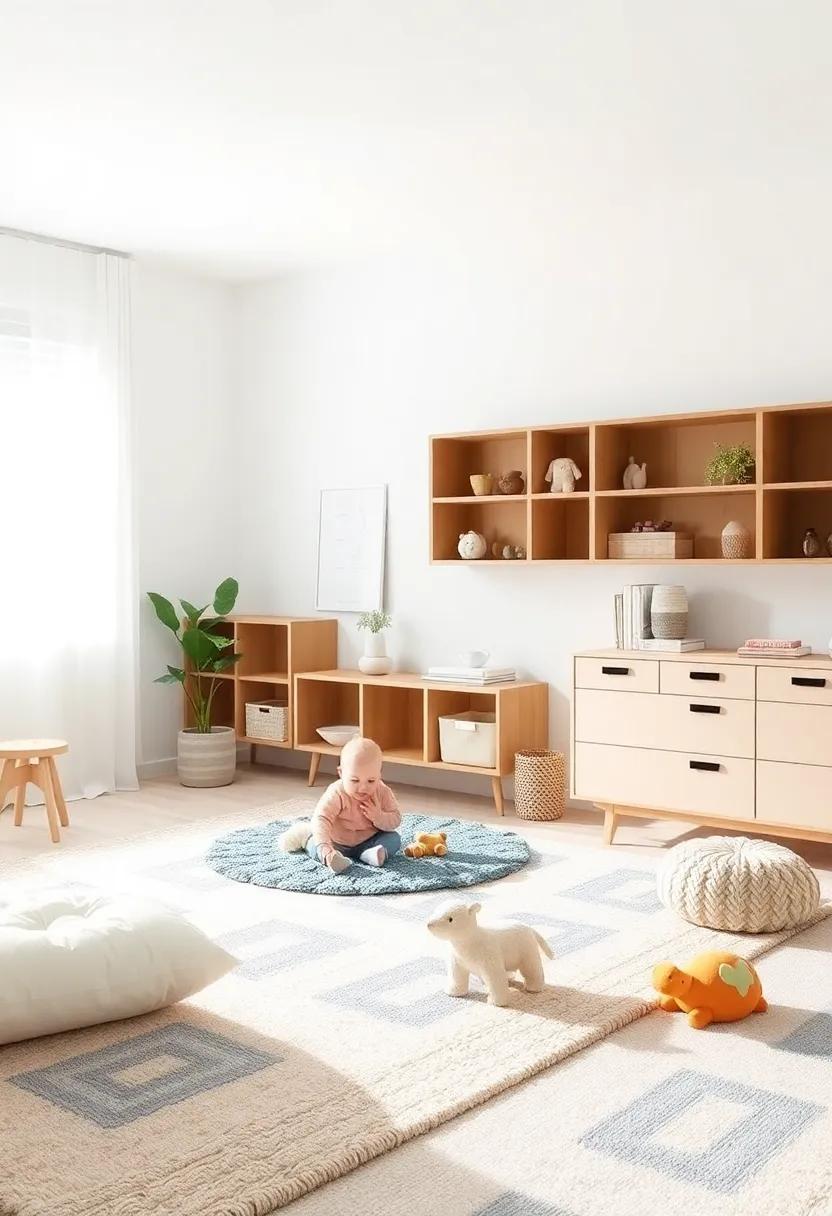 Safe Play Areas: Designate a soft area for play with chunky rugs or foam mats to facilitate safe exploration and activity