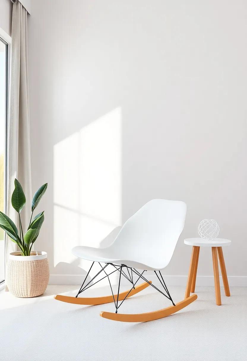 Stylish Rocking Chair: Choose a sleek, modern rocking chair that provides comfort and functionality, enhancing those precious moments of soothing and bonding