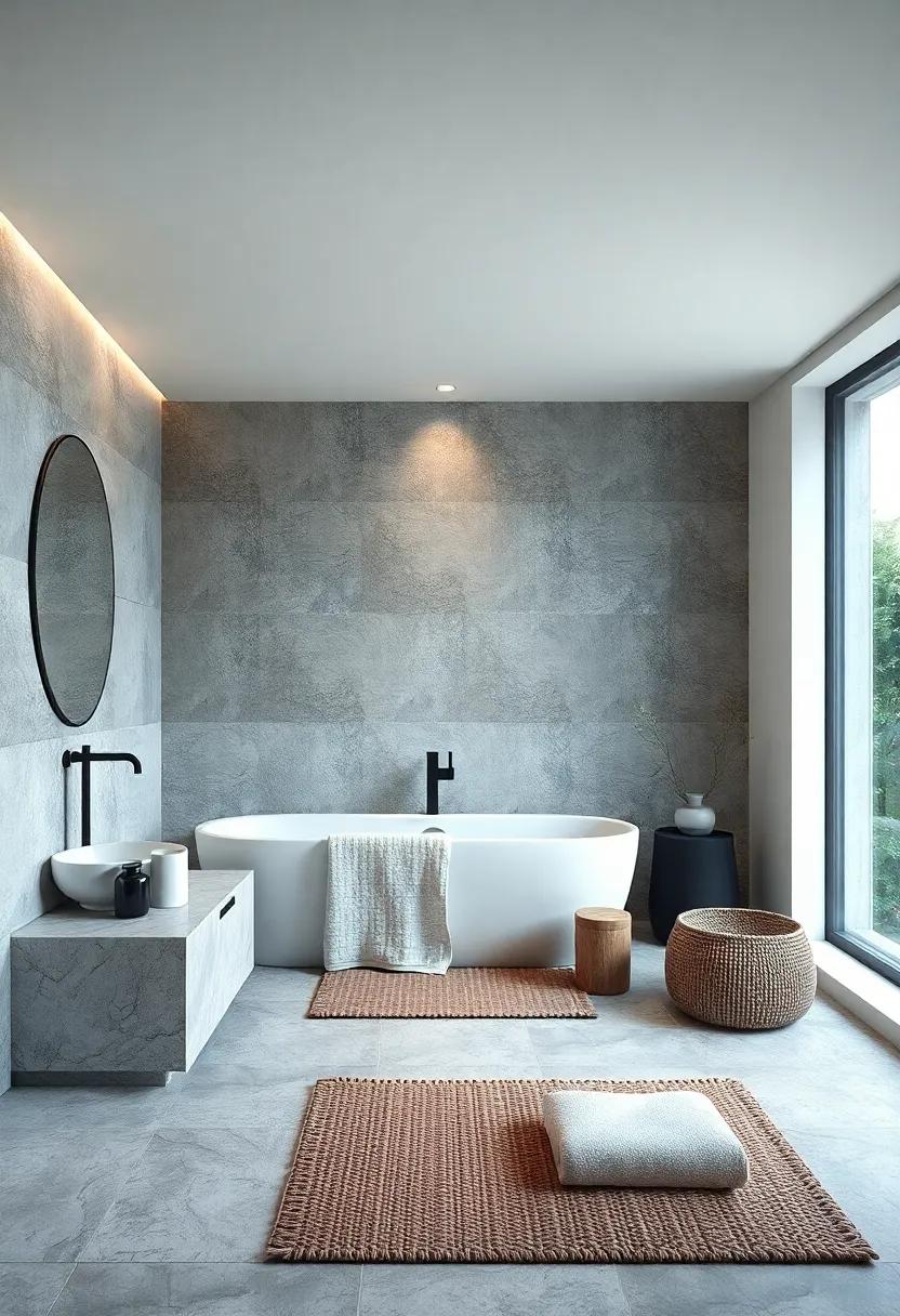 Inviting Serenity with Soft Fabrics: Towels and Mats for Monochrome Spaces