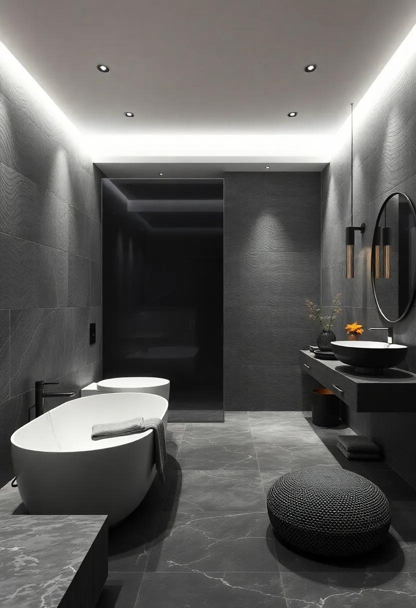 Lighting Layers: Achieving Depth in Monochrome Bathroom Ambiance