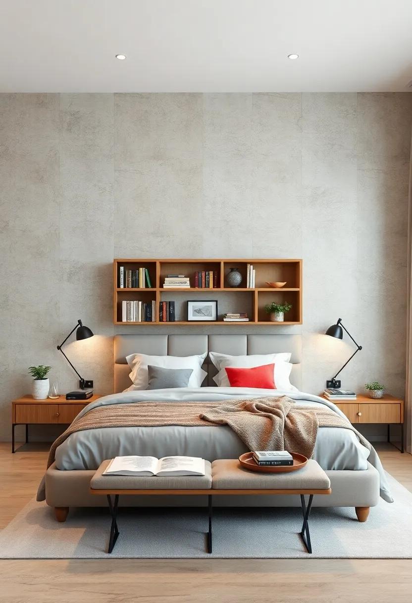 Bookcase Headboard: Combine your love for reading with practicality by integrating shelves right into your headboard