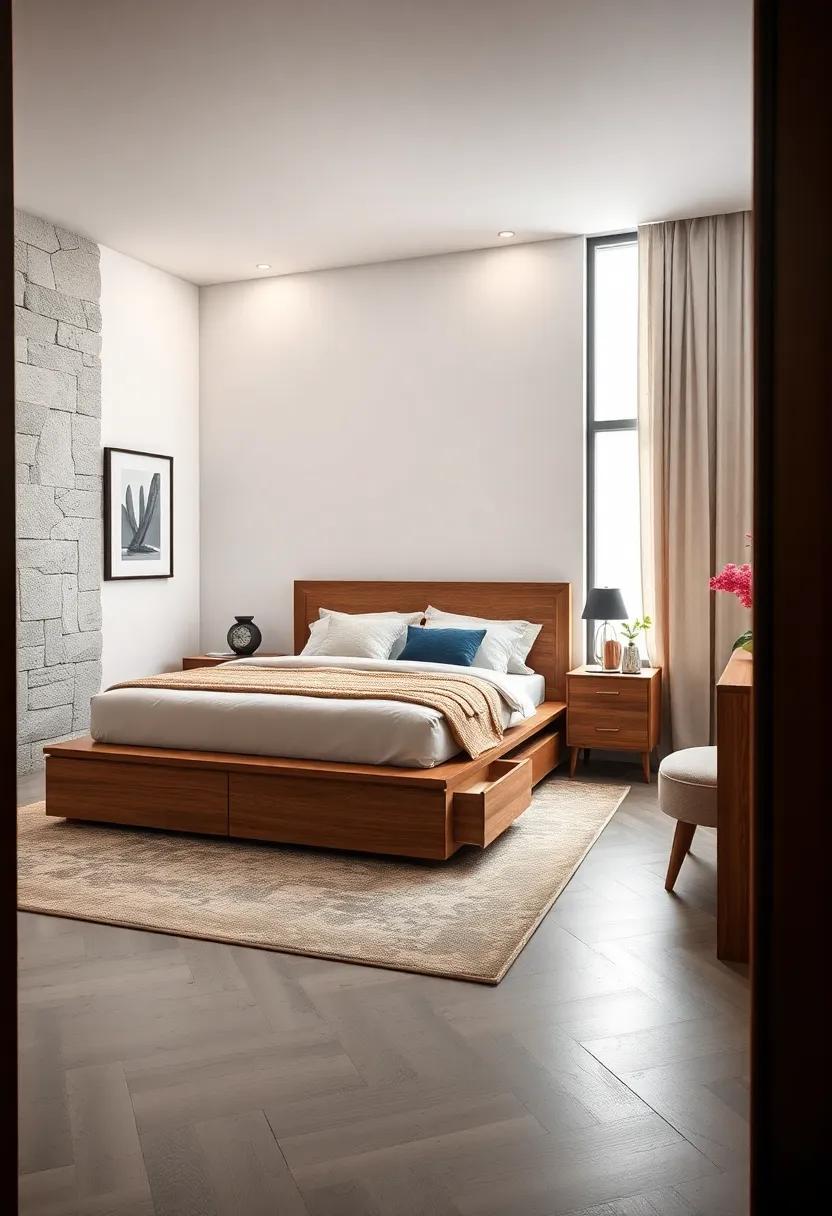 Platform Bed with Under-Bed Drawers: Save space and keep your bedroom organized with a stylish bed that offers additional storage