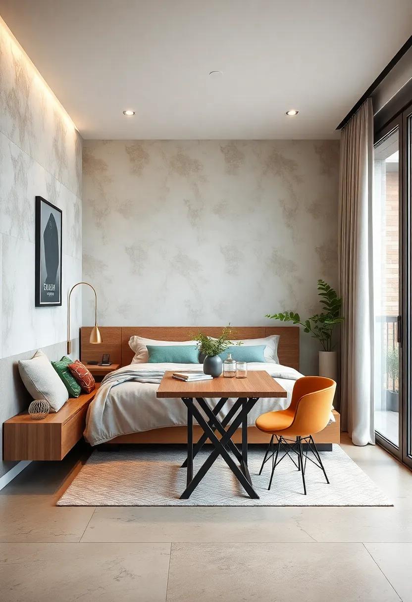 Wall-mounted Folding Table: Save space during the day with a table that can be easily folded down for meals or work