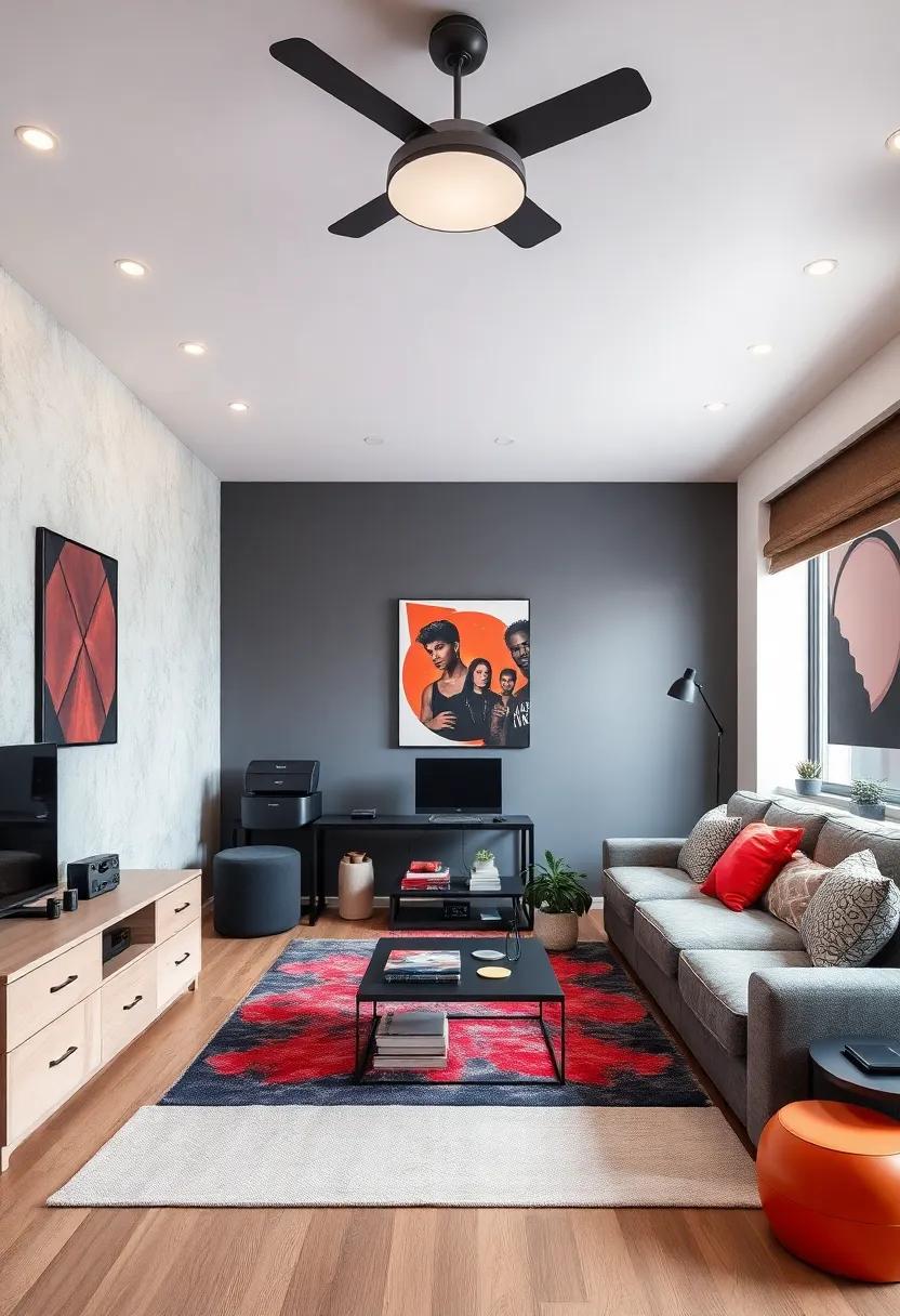 Music Genre Zones: Create distinct zones in the room based on his favorite music genres, with unique color schemes and decor that evoke their vibes