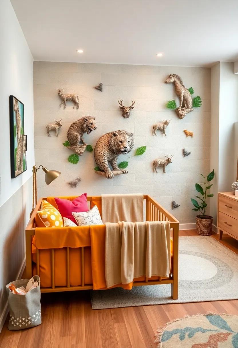 Animal Sculpture Decals: Use removable wall decals of animal sculptures to add a playful yet elegant touch without the commitment of paint