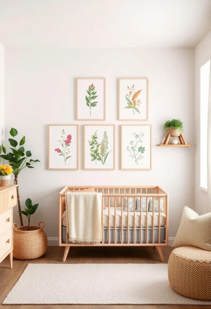 Botanical Prints Gallery: Create a gallery wall featuring framed botanical illustrations or photographs to inspire a love for nature from an early age