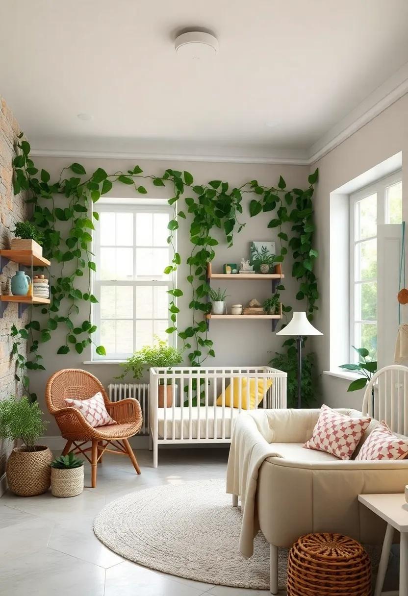 Climbing Ivy: Use ivy garlands or vines around shelves or windows to evoke a whimsical, overgrown garden feel