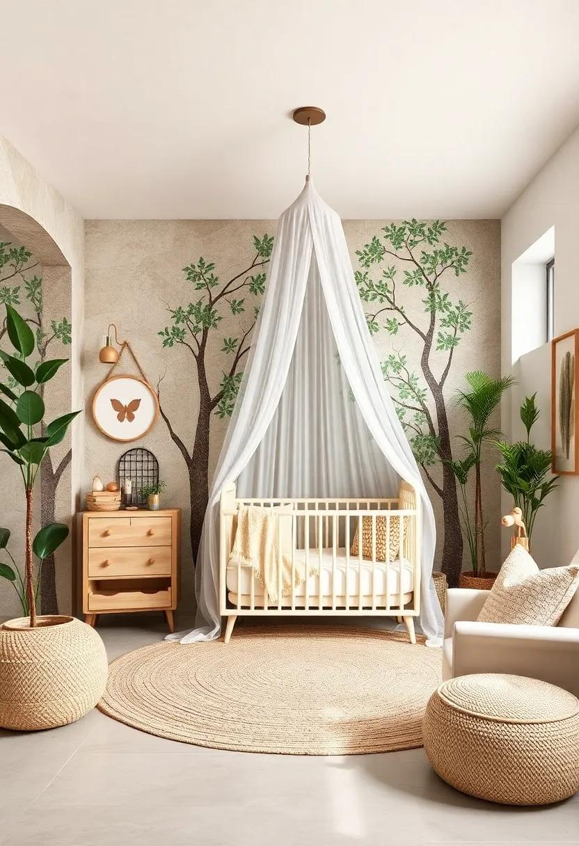 Dreamy Canopy: Hang a delicate canopy over the crib or rocking chair to create a cozy nook reminiscent of a fairy tale forest
