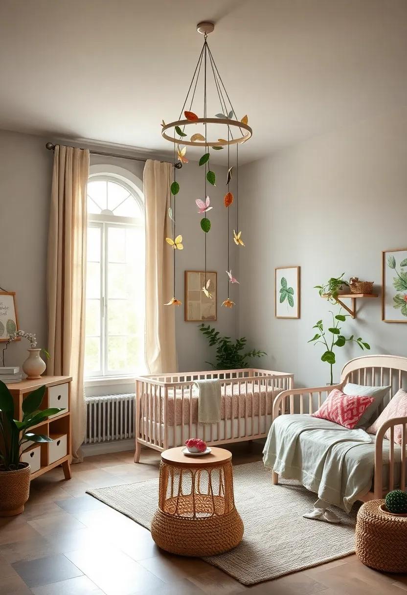 Nature Mobile: Craft or purchase a mobile adorned with leaves, butterflies, and flowers that dances gently overhead to fascinate your little one