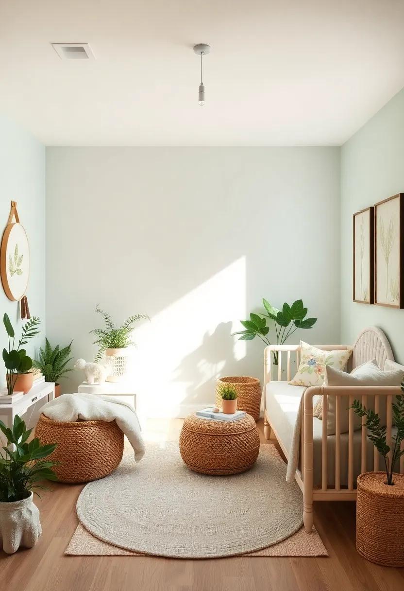 Nature-Inspired Color Palette: Use soft greens, earthy browns, and pastel florals to create a serene and inviting atmosphere