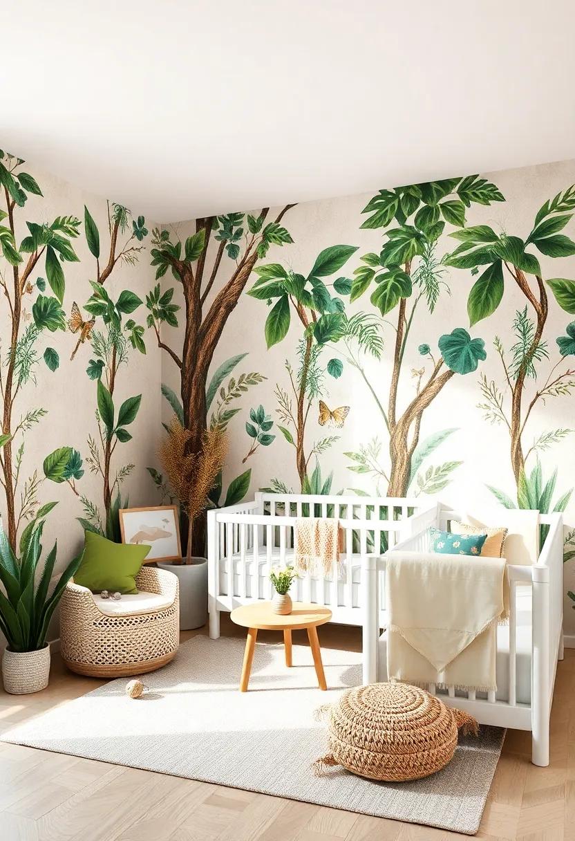 Nature-inspired Wallpaper: Select wallpaper featuring leaves, florals, or forest scenes for a seamlessly immersive nature environment