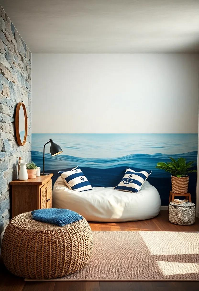 beachy Reading Nook: Design a cozy reading corner with a nautical-themed bean bag and soft pillows perfect for ‌diving into​ sea tales
