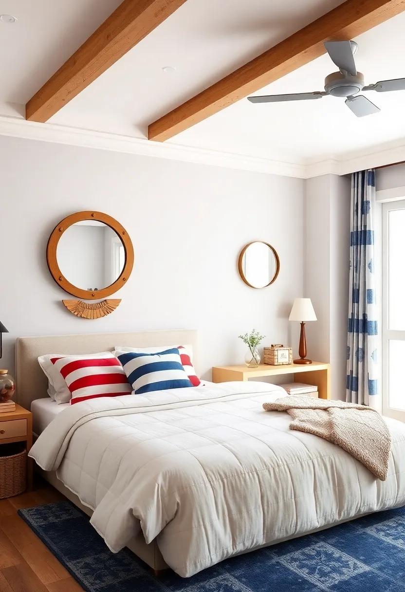 Porthole Mirrors: Install round mirrors designed as portholes to add a whimsical maritime touch, making⁣ the room feel like a ship at sea