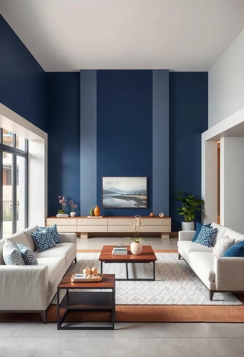 Statement ‍Pieces: ⁣Bold Furniture Choices in Navy ⁤Blue and ‍White Interiors