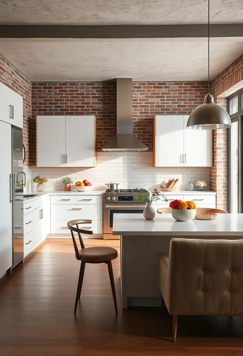 Industrial​ Edge: Examine how stark white cabinets can contrast⁤ effectively with exposed ‌brick walls‌ and metal fixtures for a ​bold industrial ‍statement