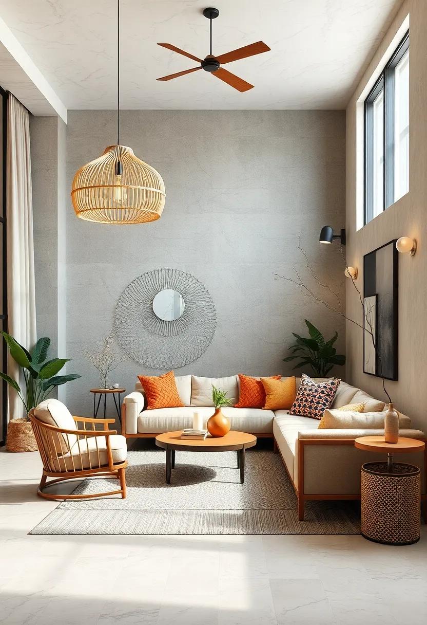 Choose light fixtures made from natural materials like wood or rattan for a touch of organic appeal in your decor