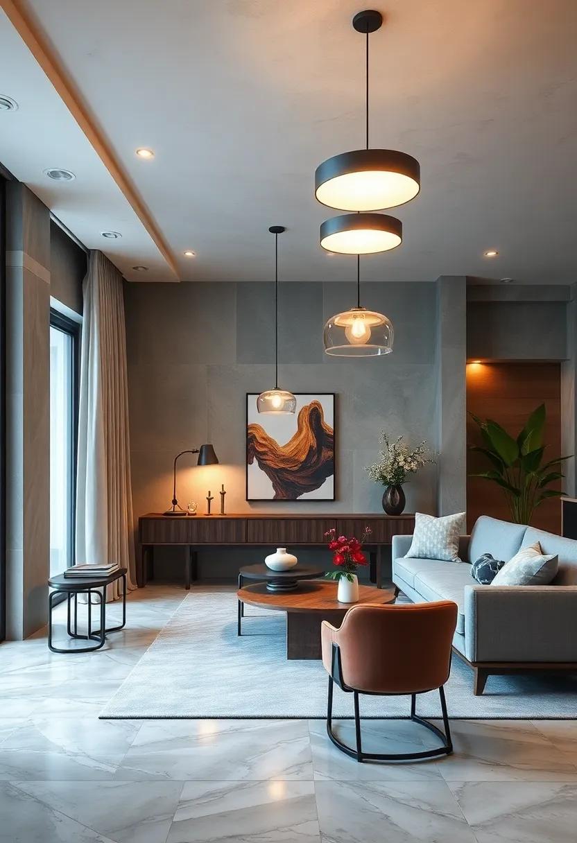 Embrace the beauty of pendant lights with a minimalist design to create a striking focal point in your room