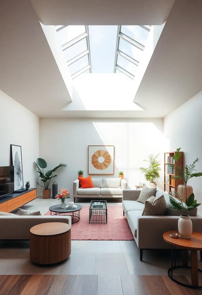 Implement a skylight to welcome natural light indoors, creating an airy ambiance without the need for artificial sources