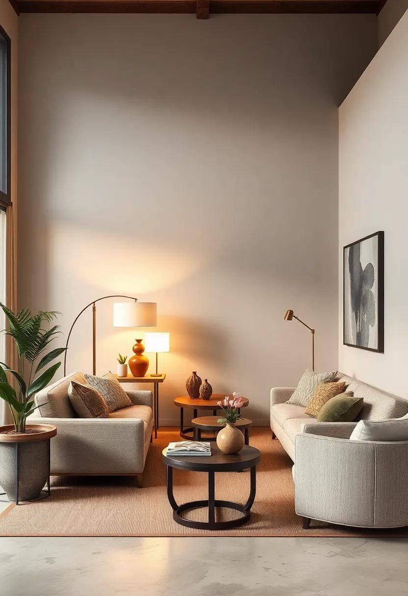Incorporate floor lamps with clean lines to create cozy reading nooks that invite tranquility into your living area