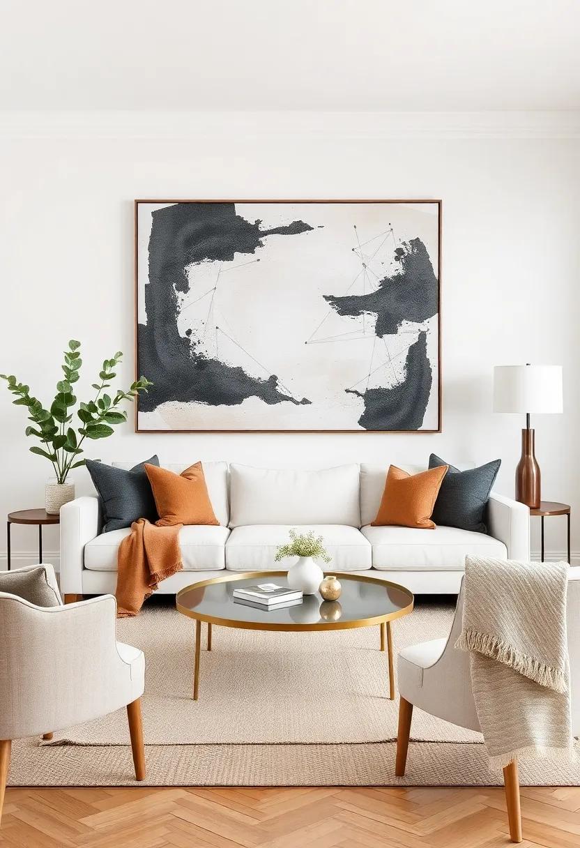 Layered Artwork: Experiment with layering smaller pieces or art on easels to create a playful yet sophisticated style