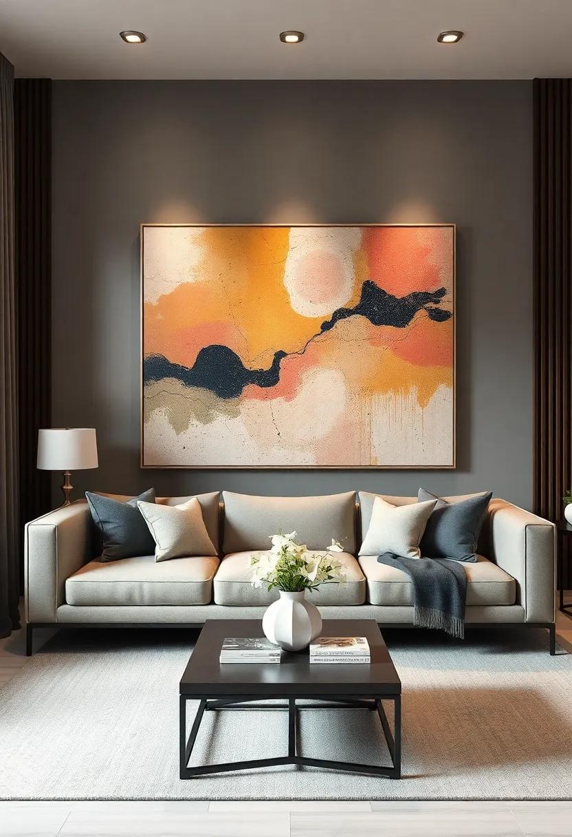 Add Lighting: Use adjustable lighting or spotlights to highlight your abstract art and enhance its colors and textures throughout the day