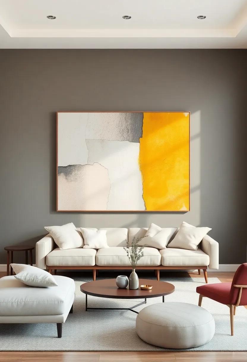 Choose Complementary Colors: Select artwork that features colors complementing your fabric and furniture choices to create a cohesive look