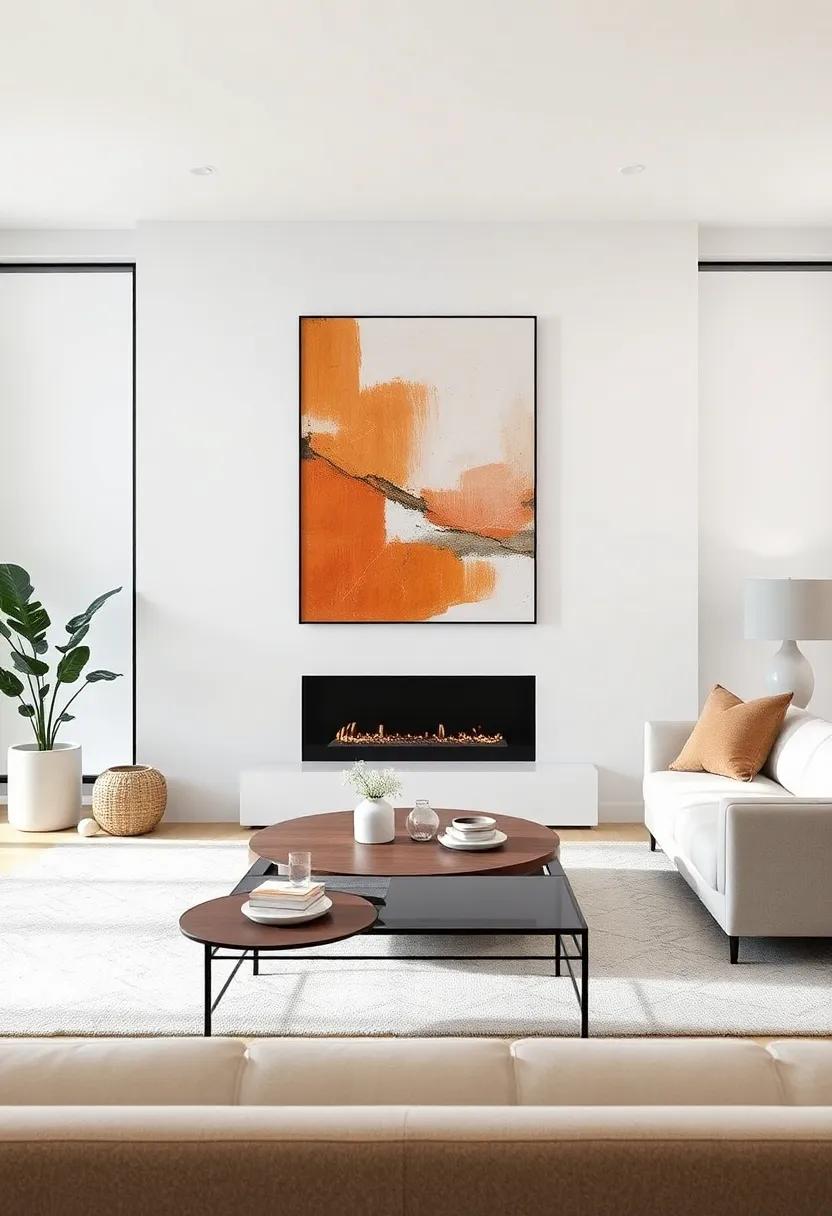 Balance Bold and Subtle: Mix large, bold abstract pieces with smaller, more subtle ones to create a dynamic visual balance throughout the room