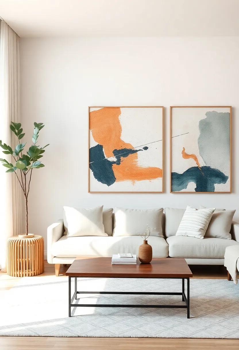 Place art at Eye Level: Hang your abstract art at eye level for the best viewing experience and to create a more inviting atmosphere