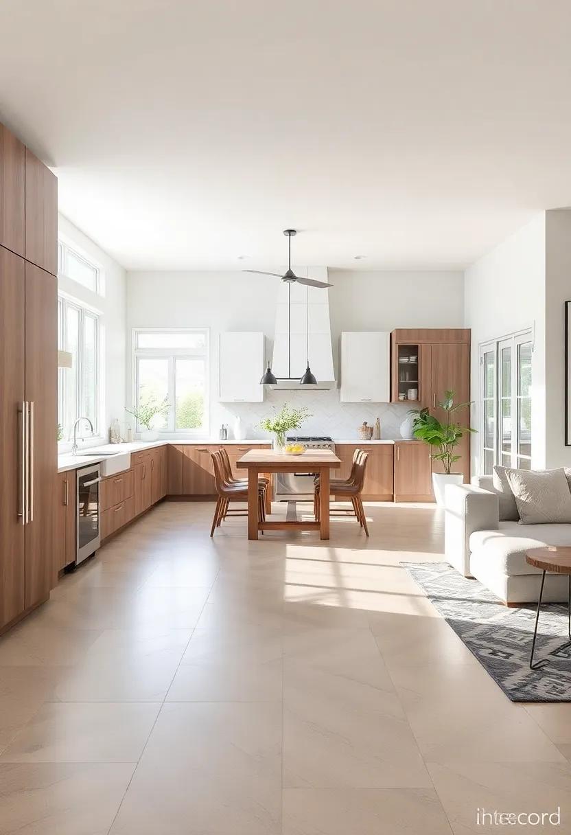 Seamless Flooring: Continuity in flooring materials between the kitchen and living room helps visually expand the space and enhance the open concept