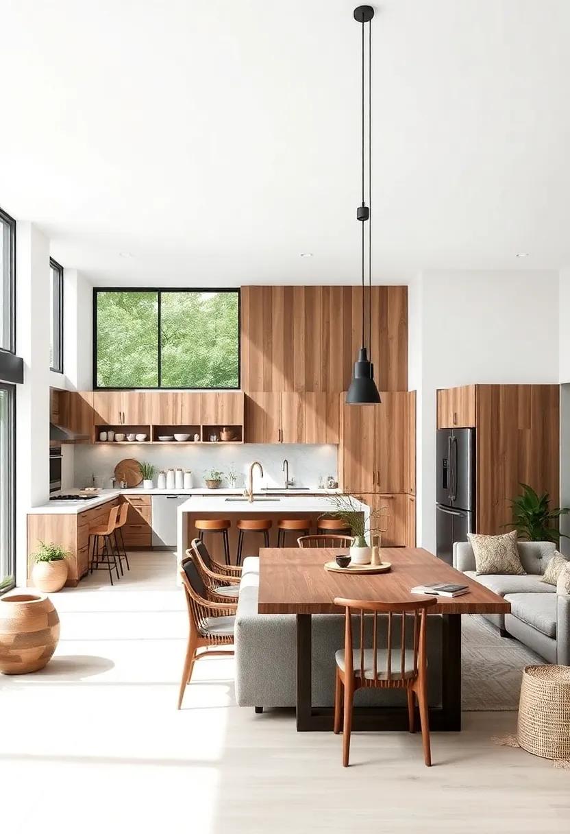 Integrate Natural Elements: Incorporate wood, stone, and greenery for a fresh and grounded feel that adds warmth to your open space