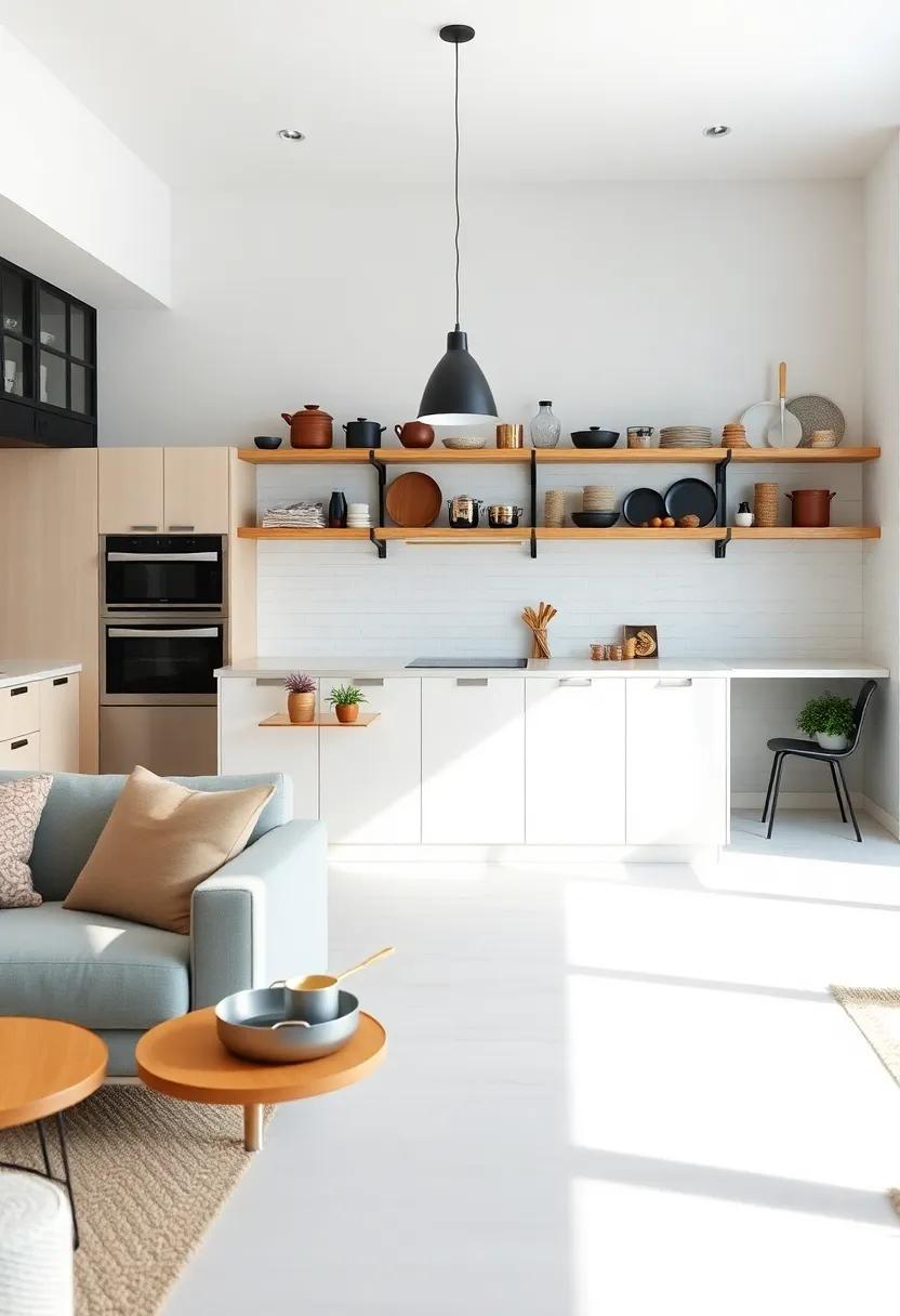 Showcase Your Cookware: Use stylish displays or organized settings for cookware to add creative flair while keeping essentials close at hand