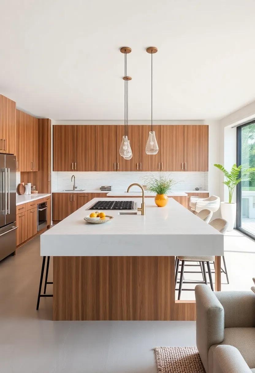 Incorporate a Kitchen Island: A stylish kitchen island can serve as a focal point while providing extra prep space and informal dining options
