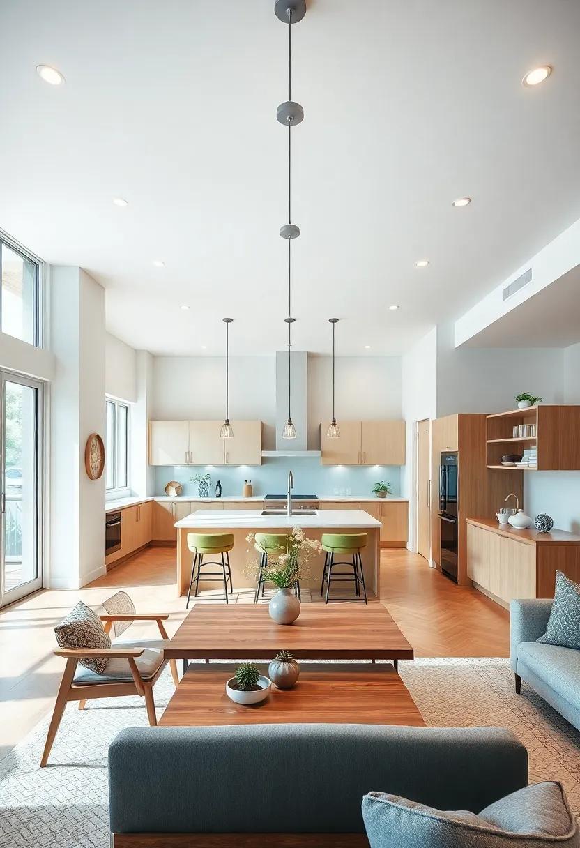 Utilize Vertical Space: Take advantage of high ceilings by incorporating tall cabinetry or decorative shelves that draw the eye upward