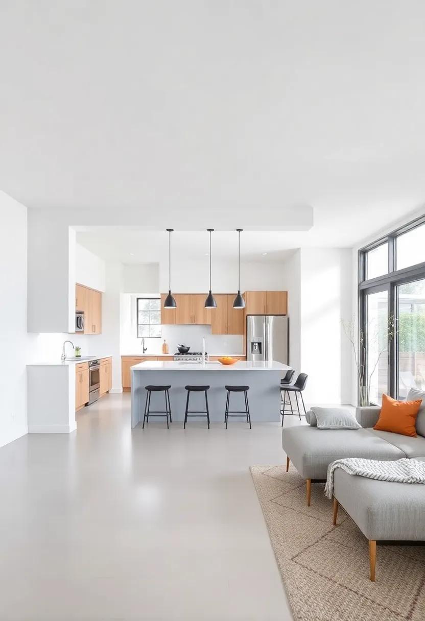 Use Open Pass-Throughs: consider architectural features like pass-throughs or cutout windows between spaces to maintain connection while defining uses