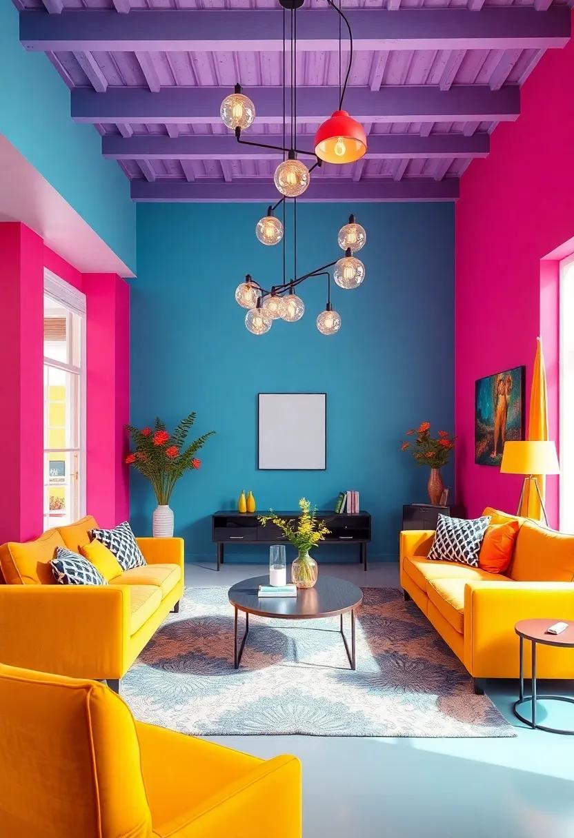Statement Lighting Fixtures: Choose eye-catching light fixtures in vivid colors or unique designs that can serve as both functional and aesthetic elements in your room