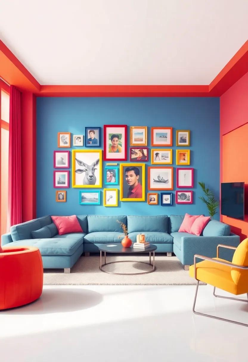 Picture Frame Gallery: Use an assortment of colorful frames to display photos or artworks, creating a bright and inviting memory wall