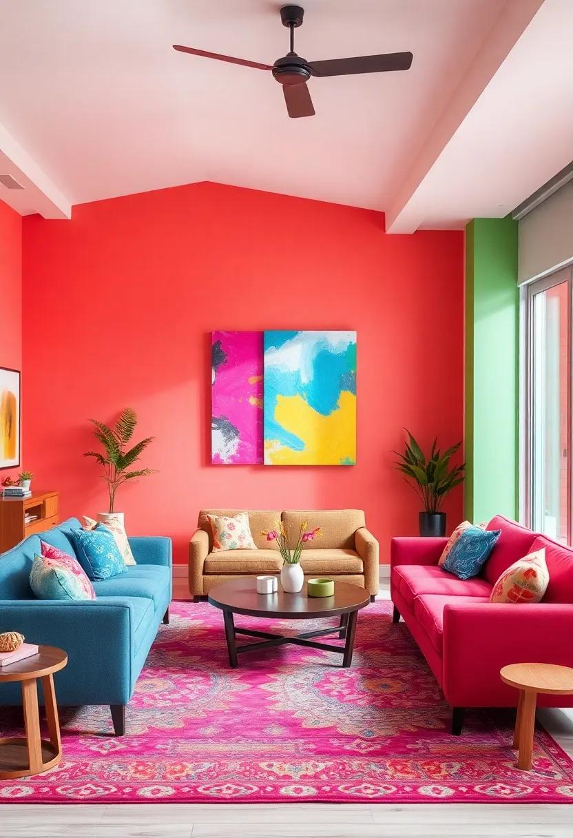 Fun and Funky Wallpaper: Use prints with vibrant designs for a feature wall or even on a ceiling, making a playful statement in the room