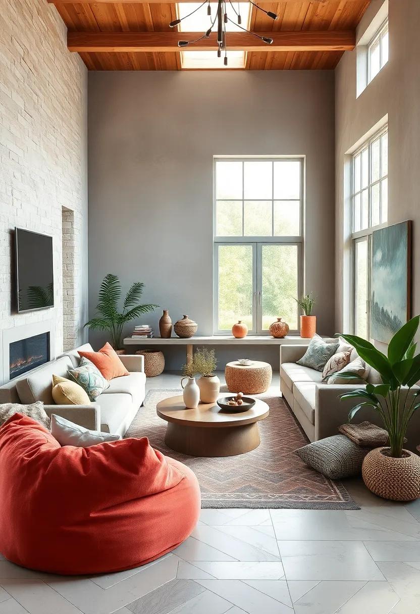 create a Cozy Seating Area: Design a laid-back seating ‍arrangement with⁢ oversized cushions, bean bags, or a ‍plush sectional