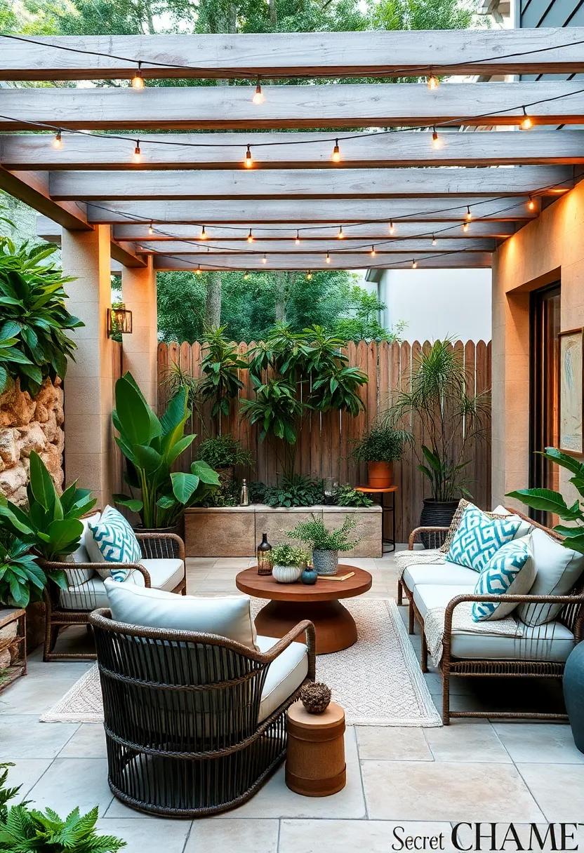 Secret Garden Hideaway: Craft a secluded area filled with lush foliage,cozy seating,and twinkling lights to escape from the everyday hustle and bustle