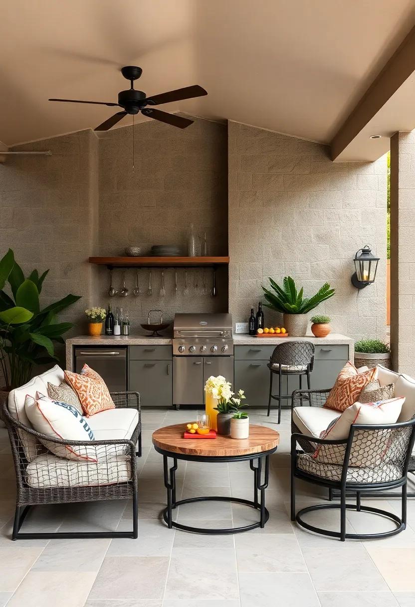 Chic Patio Bar: This stylish patio bar showcases‌ elegant furniture​ and⁣ chic decor, providing a glamorous ‌setting for sophisticated outdoor entertaining
