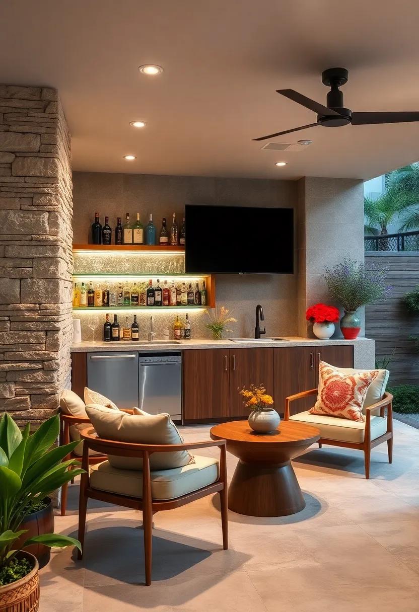 The Modern Minimalist: Sleek lines⁤ and open shelving create a contemporary​ bar ⁤that complements any ‍outdoor space,perfect for ‌showcasing your finest spirits