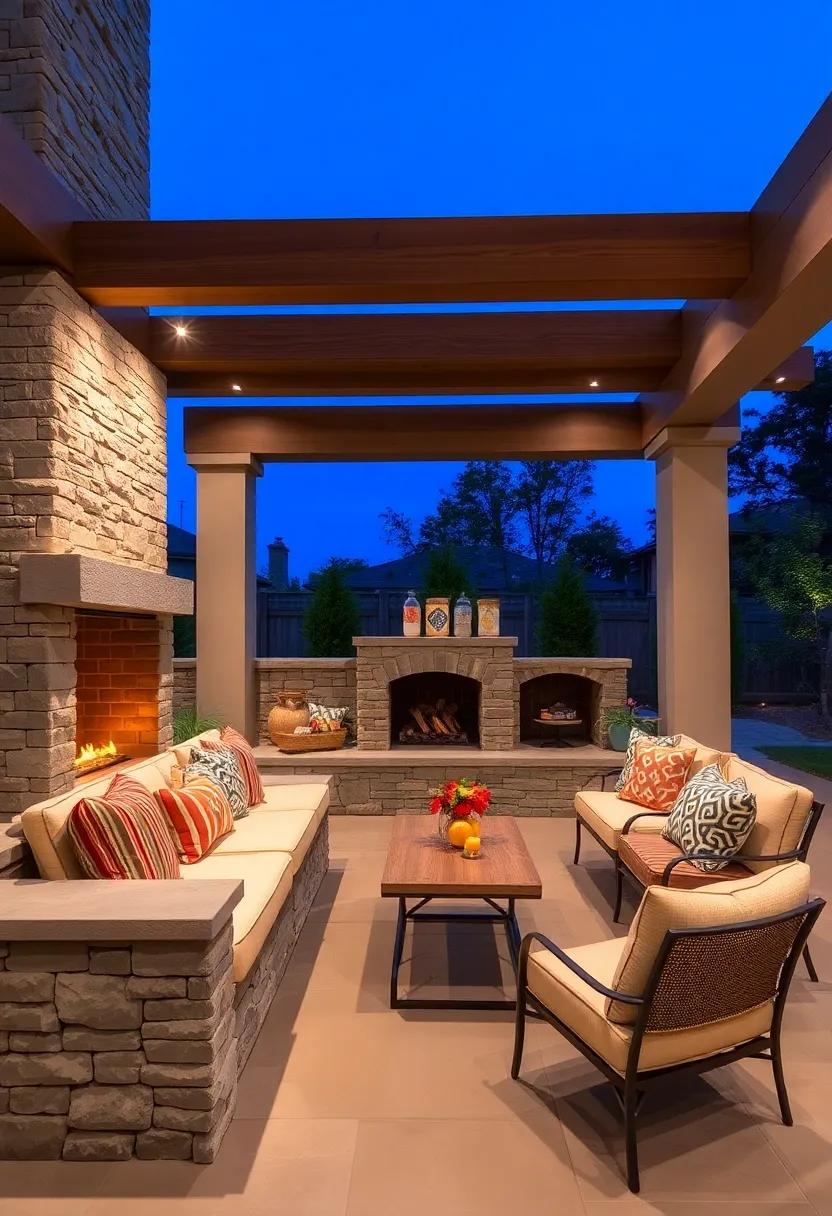 Stone Fireplaces: Complement your outdoor kitchen with a stone fireplace, enhancing the aesthetic while offering warmth on cooler nights