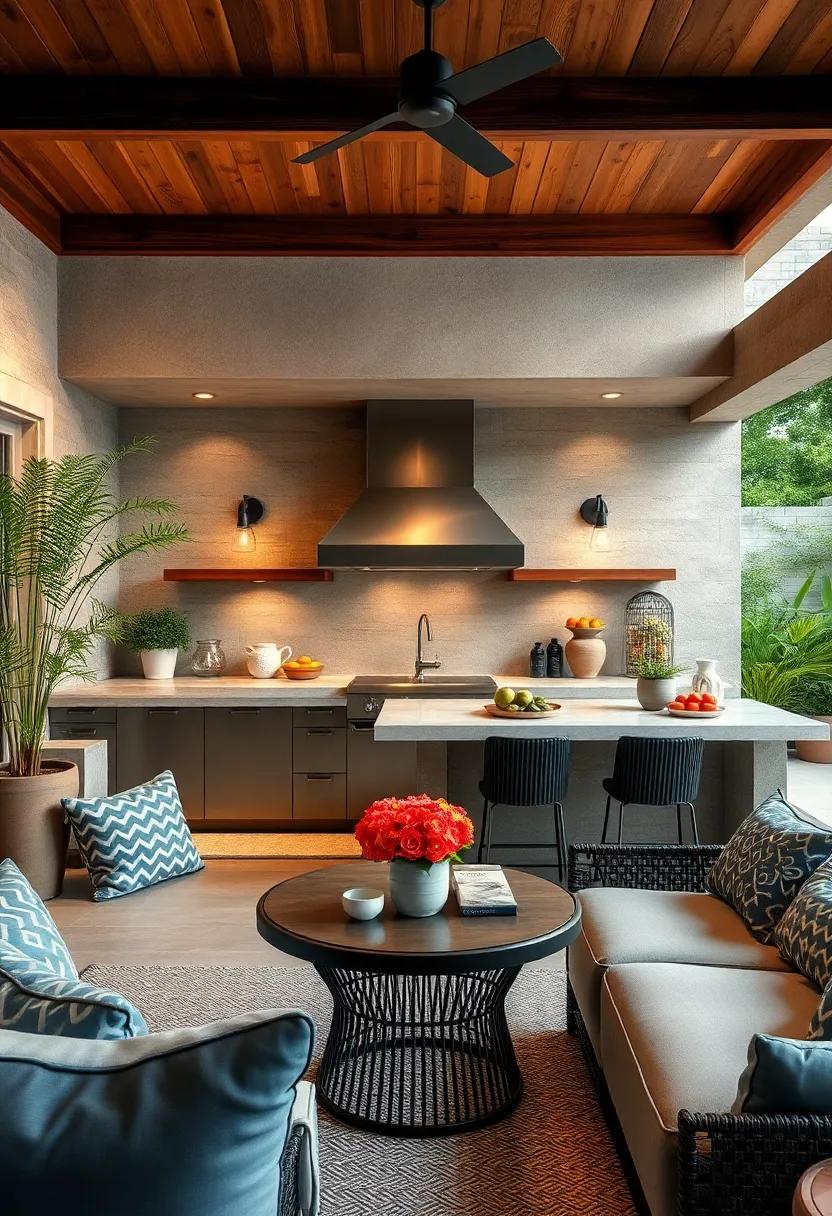 built-in Serving Stations: Designate a counter section for serving food directly to your guests, minimizing movement and making entertaining a breeze