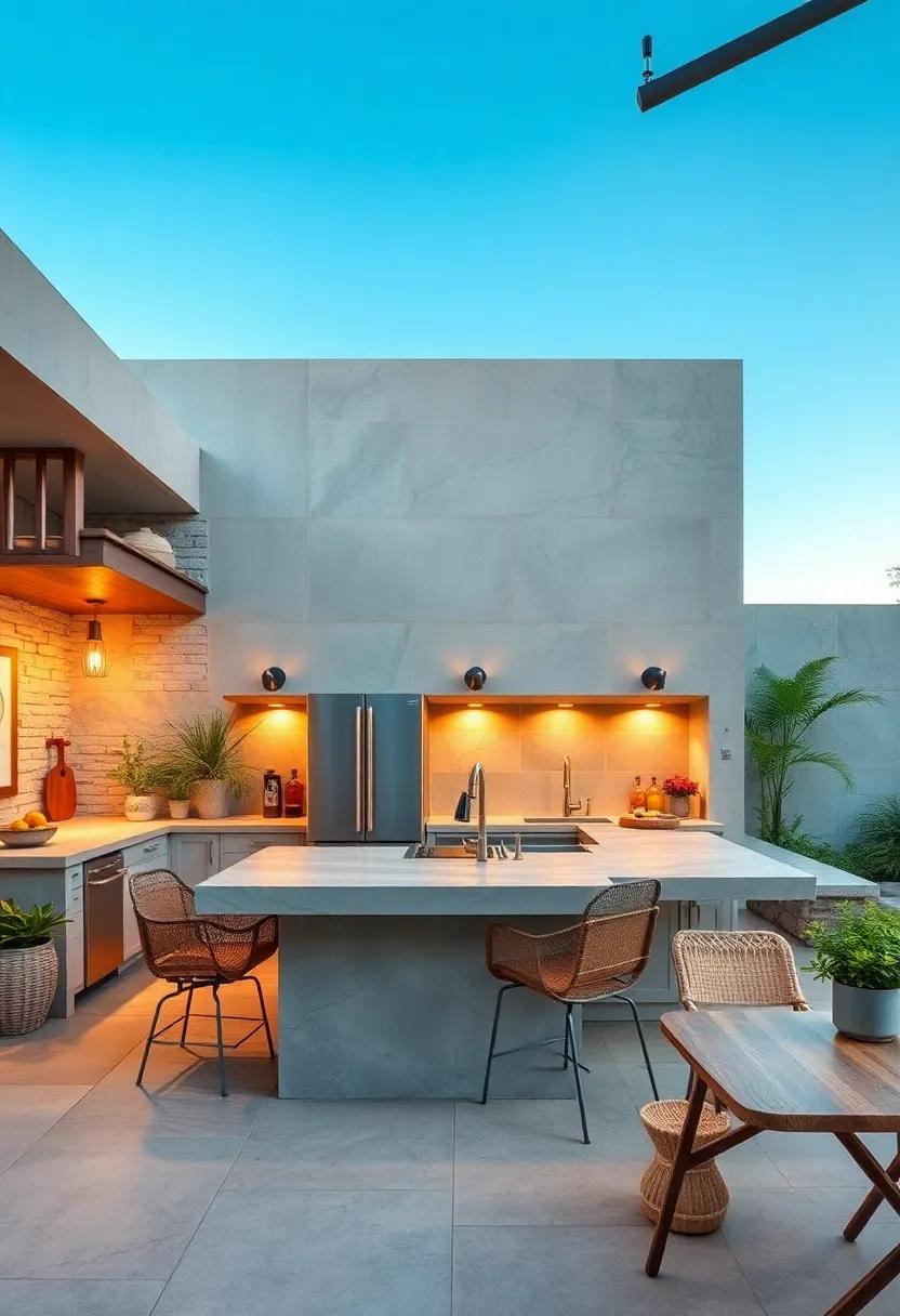 durable Concrete: Consider concrete surfaces for their versatility and ability to be molded into any shape or design you desire