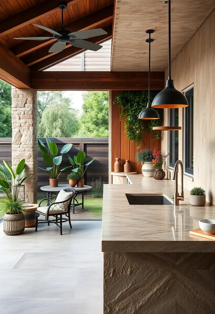 Embrace Nature: Use natural stone countertops for a rustic feel that harmonizes with your outdoor environment