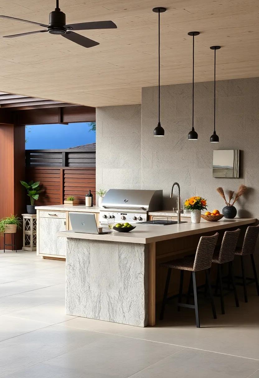 Family-Friendly Designs: Incorporate chunky edges and rounded corners for a safe outdoor kitchen, ideal for family gatherings